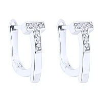 Срібні сережки з фіанітами - 2159697