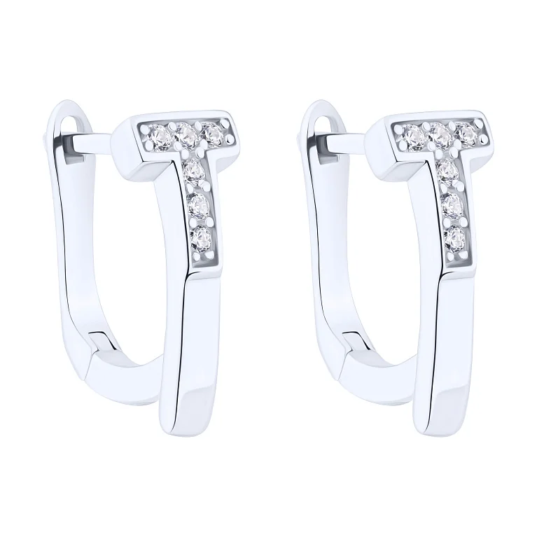 Серебряные серьги с фианитами - 2159697