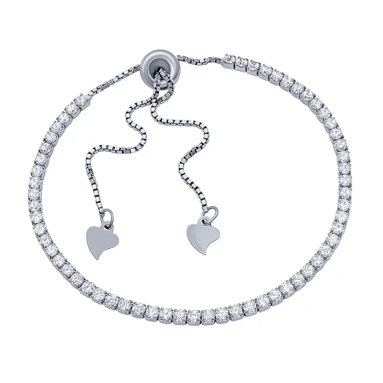 Теннисный серебряный браслет с дорожкой фианитов. Артикул 7509/Б2Ф/1061А: цена, отзывы, фото – купить в интернет-магазине AURUM