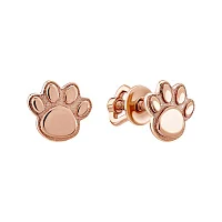 Стильні дитячі сережки-пусети "Лапки" в червоному золоті - 1973587