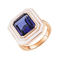 Кольцо из красного золота с эмалью и сапфиром - 2035313