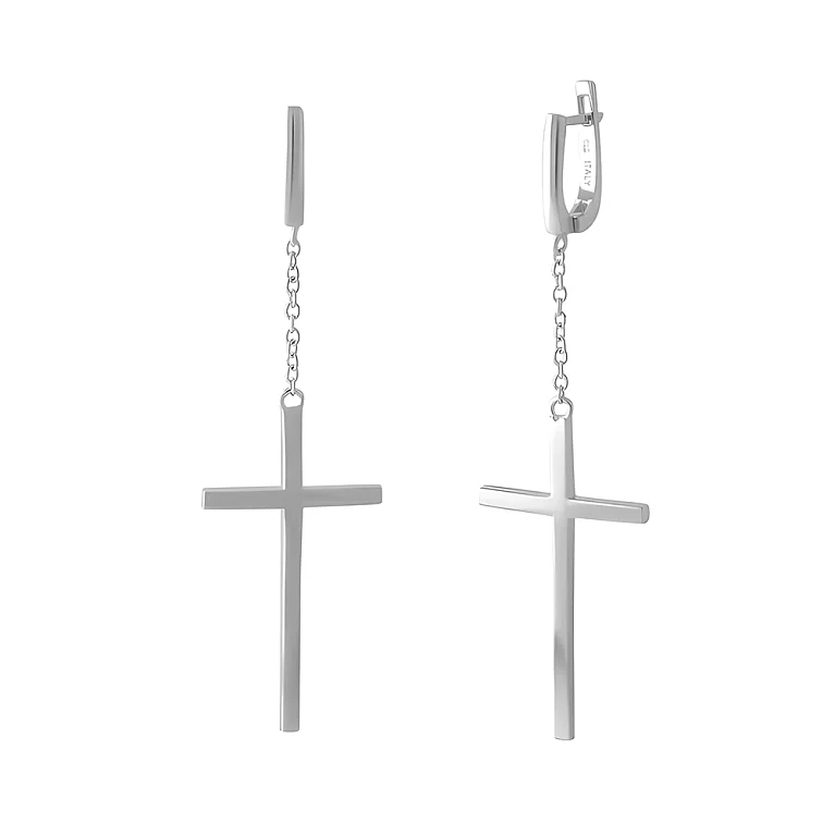Серьги из серебра с подвесными крестиками. Артикул 7502/1973370: цена, отзывы, фото – купить в интернет-магазине AURUM