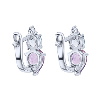 Серебряные серьги с аметистами, топазами и фианитами - 2021221