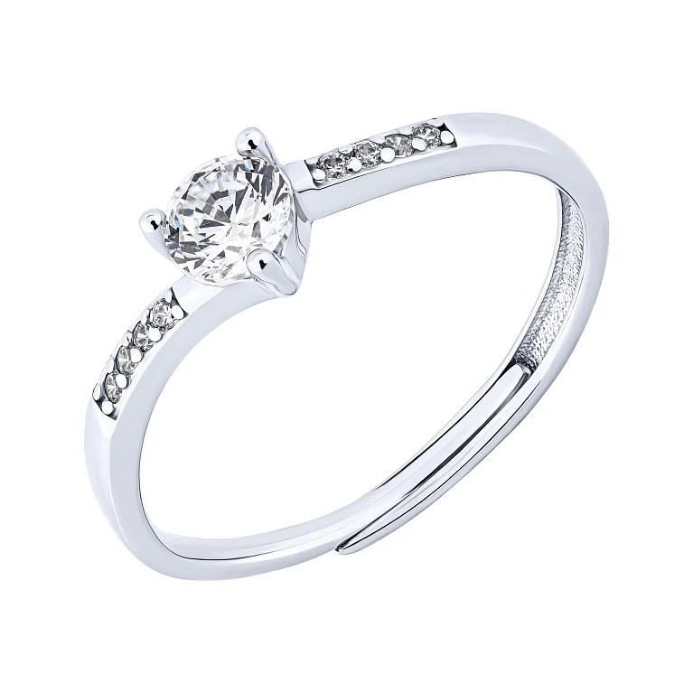 Серебряное раздвижное кольцо с фианитами - 2087013