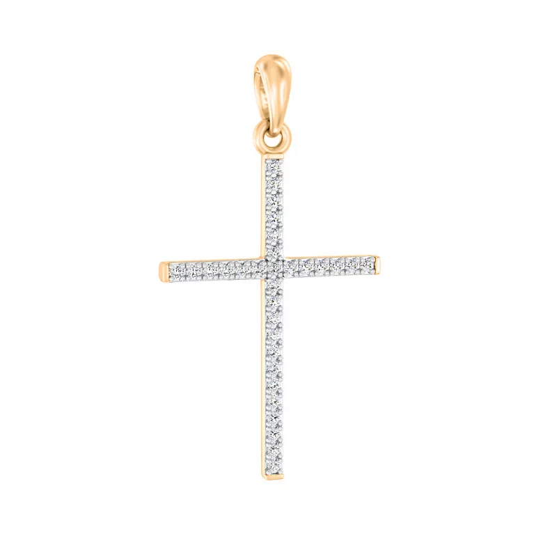 Крестик из комбинированного золота с бриллиантами декоративный. Артикул П011193015: цена, отзывы, фото – купить в интернет-магазине AURUM