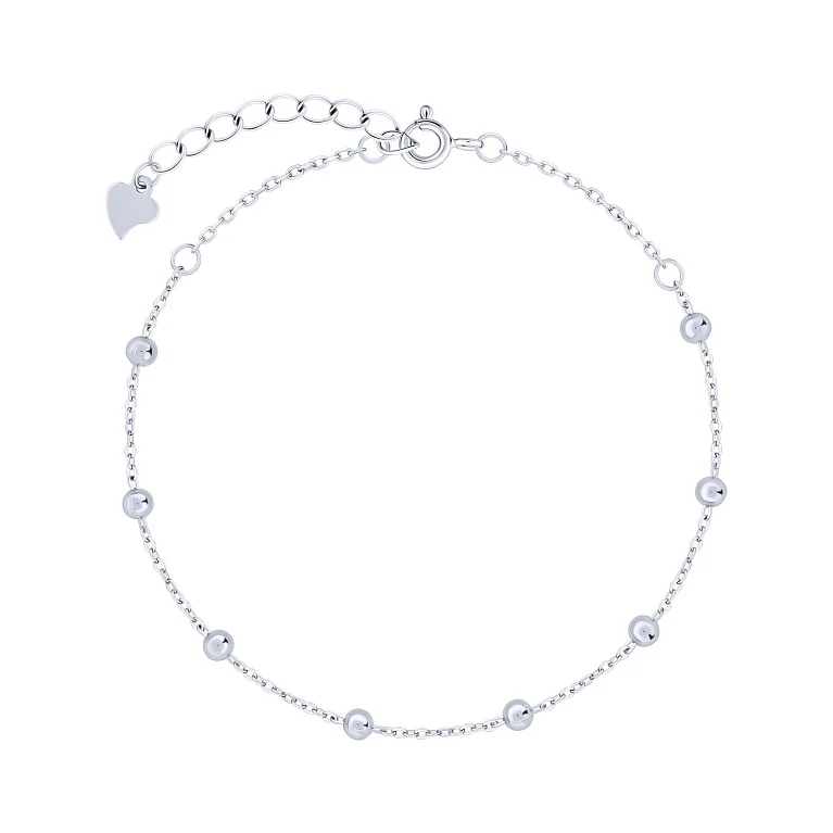 Срібний браслет "Кульки" якірне плетіння - 2153431