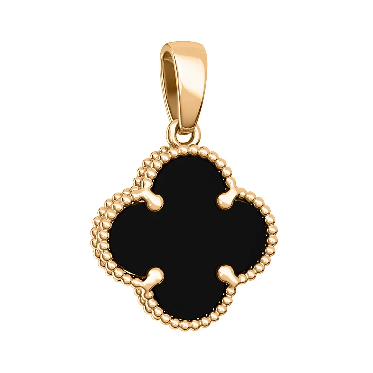 Подвес "Клевер" из красного золота с ониксом - 2134666