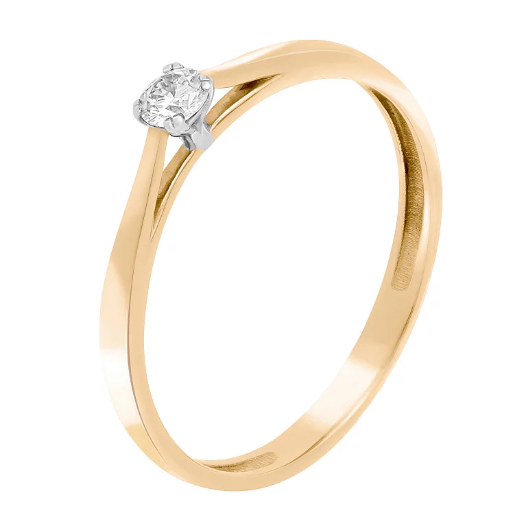 Помолвочное кольцо в комбинированном золоте с бриллиантом. Артикул 5140: цена, отзывы, фото – купить в интернет-магазине AURUM