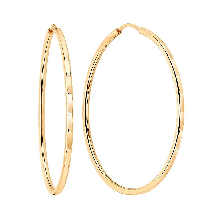 Золотые серьги-кольца с алмазной гранью. Артикул 100033/30ж: цена, отзывы, фото – купить в интернет-магазине AURUM