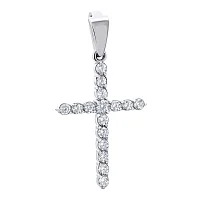 Серебряный декоративный крестик с фианитами  - 1546627