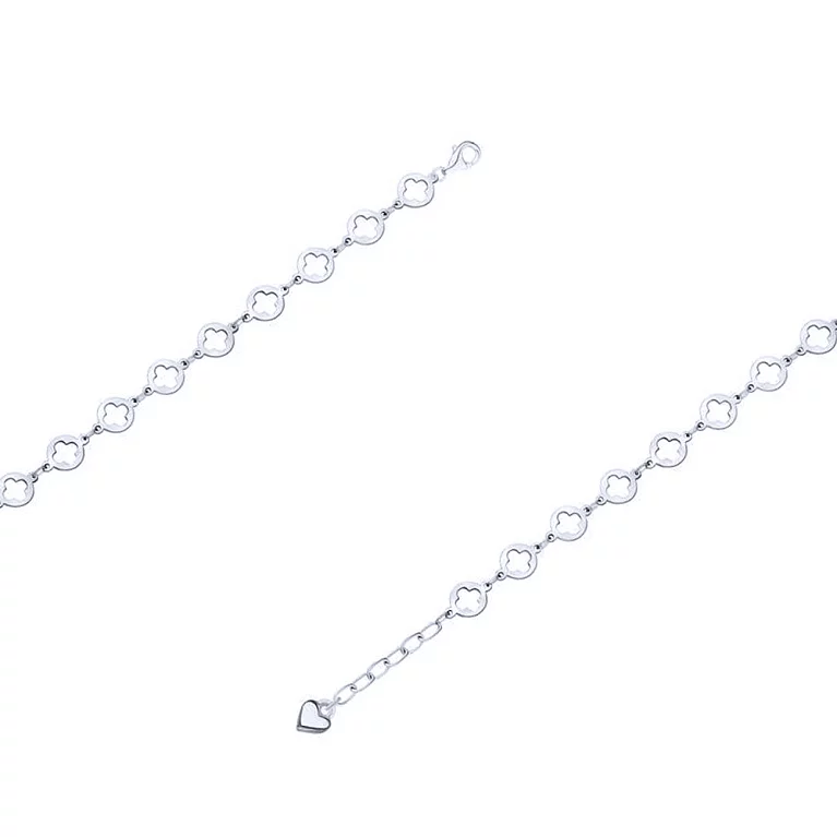 Браслет серебряный "Клевер" плетение якорь. Артикул 7509/4055: цена, отзывы, фото – купить в интернет-магазине AURUM