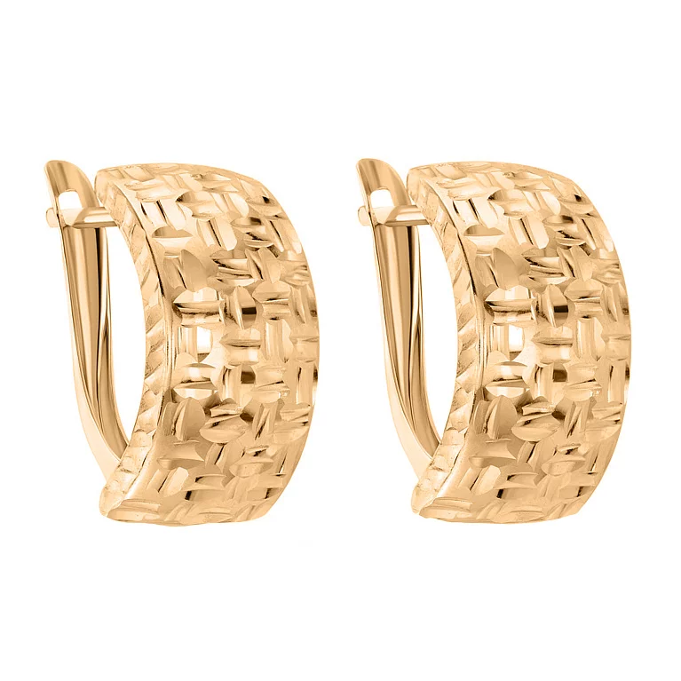 Золоті сережки з алмазною гранню. Артикул 120405: ціна, відгуки, фото – купити в інтернет-магазині AURUM