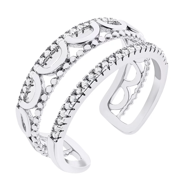 Двойное серебряное кольцо с фианитами. Артикул 7501/К2Ф/1322: цена, отзывы, фото – купить в интернет-магазине AURUM