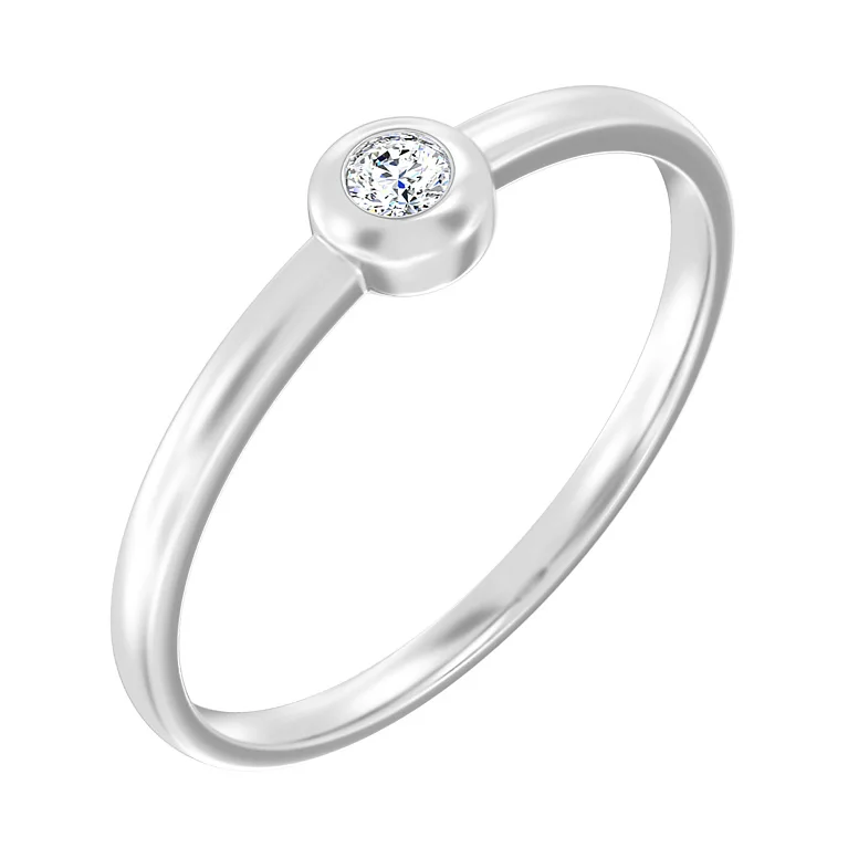 Кольцо из белого золота с бриллиантом - 2120607