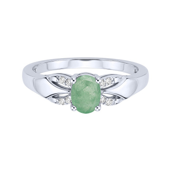 Серебряное кольцо с изумрудом и фианитами - 2297678