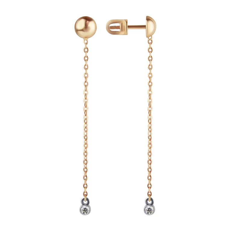 Сережки-гвоздики из комбинированного золота с бриллиантом. Артикул 807068/14/1/8563: цена, отзывы, фото – купить в интернет-магазине AURUM