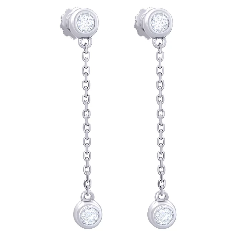 Сережки-гвоздики з підвісами і діамантами. Артикул 22957ббрил: ціна, відгуки, фото – купити в інтернет-магазині AURUM