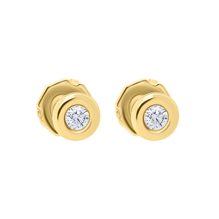 Сережки-гвоздики у лимонному золоті з діамантом. Артикул SIVE014ж: ціна, відгуки, фото – купити в інтернет-магазині AURUM