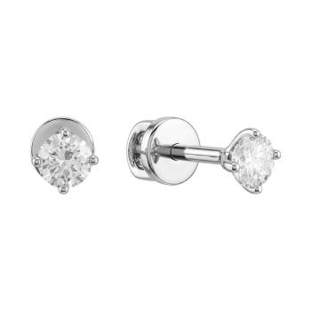 Серьги-гвоздики из белого золота с бриллиантом - 2214204