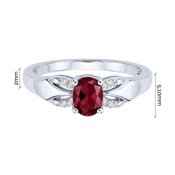 Серебряное кольцо с рубином и фианитами - 2297741