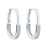Серебряные серьги-кольца с фианитами - 2149491