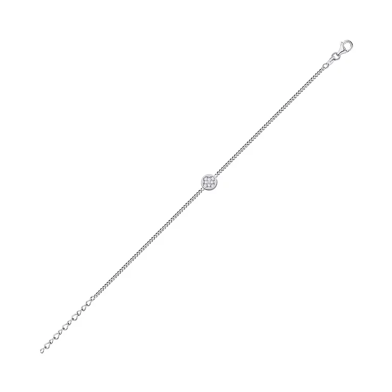 Срібний браслет з фіанітом "Конюшина" панцирне плетіння. Артикул 7509/3599: ціна, відгуки, фото – купити в інтернет-магазині AURUM