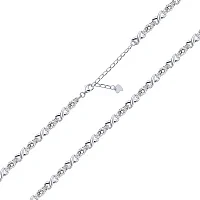 Модный серебряный браслет с фианитами в фантазийном плетении - 2014599