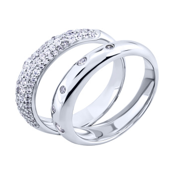 Серебряное двойное кольцо 2 в 1 с фианитами - 2091905