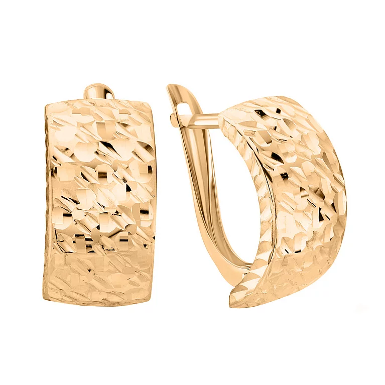 Сережки з алмазною гранню з червоного золота. Артикул 120415: ціна, відгуки, фото – купити в інтернет-магазині AURUM