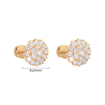 Сережки-гвоздики из красного золота с фианитами - 890783