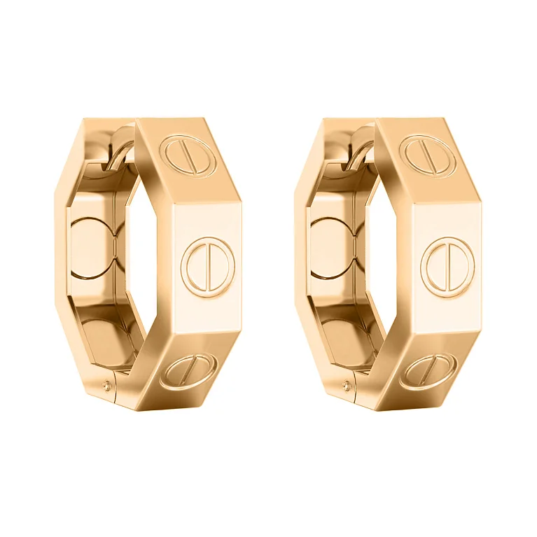 Серьги-кольца "Love" из красного золота - 2126552