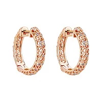 Сережки-кільця в червоному золоті з фіанітами - 2012482