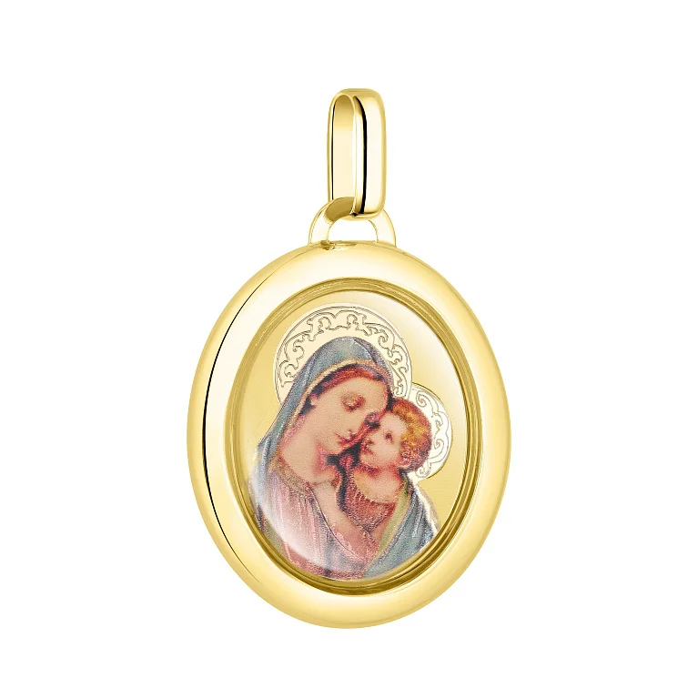 Ладанка "Матір Божа з немовлям" з жовтого золота - 2167003