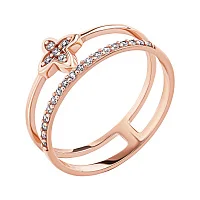 Стильное кольцо "Цветок" из красного золота с фианитами - 1923395