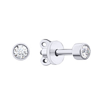 Сережки-гвоздики из серебра с фианитом
