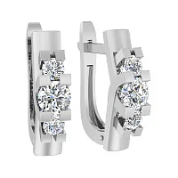Серьги из белого золота с фианитами - 1513585