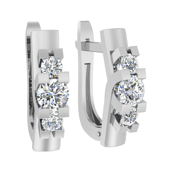 Серьги из белого золота с фианитами - 1513585