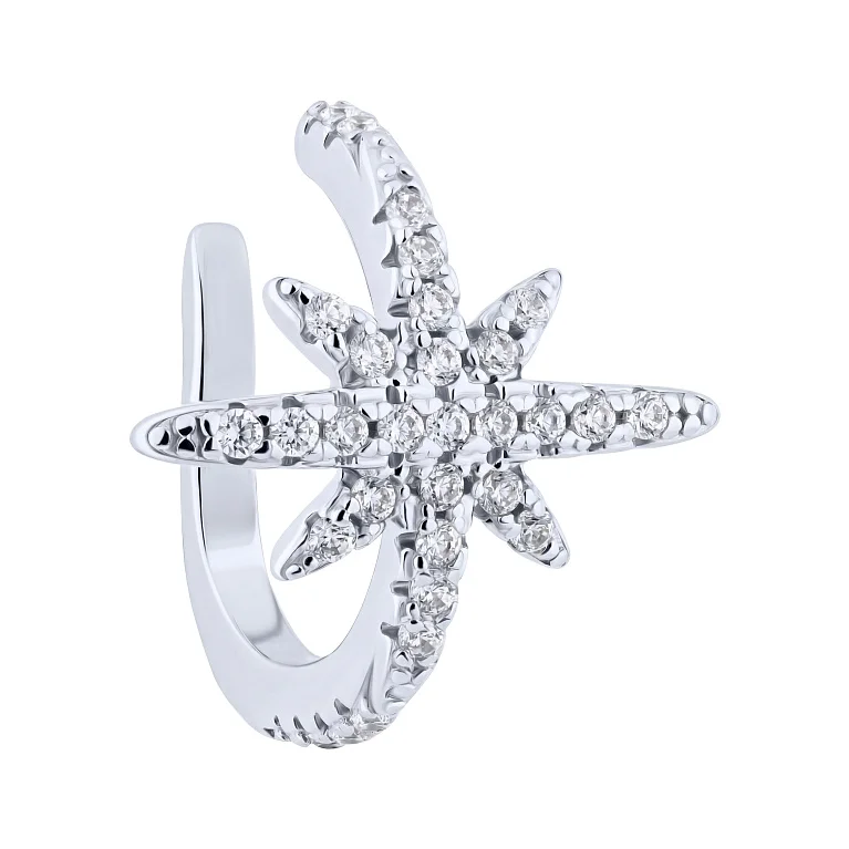 Срібна кафа "Зірка" з фіанітами - 2159698