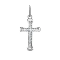 Крестик из серебра с дорожкой фианитов - 1575305