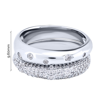 Серебряное двойное кольцо 2 в 1 с фианитами - 2091905