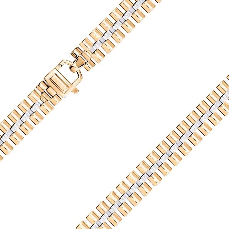 Классический браслет в комбинированном золоте с плетением ролекс - 1951601