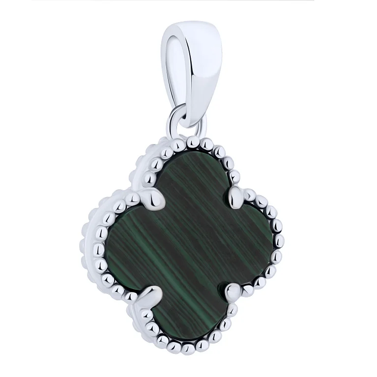 Підвіс "Конюшина" зі срібла з малахітом - 2194818