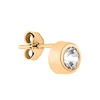 Моносережка-гвоздик з червоного золота з фіанітом - 1986514