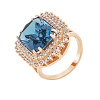 Кольцо из красного золота с топазом лондон и фианитами - 2036931