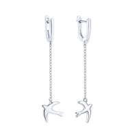 Серьги "Птицы" из серебра с подвесами - 2257767