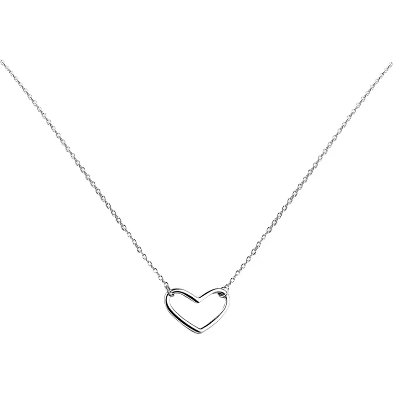Колье серебряное "Сердце" в плетении якорь. Артикул 560098: цена, отзывы, фото – купить в интернет-магазине AURUM