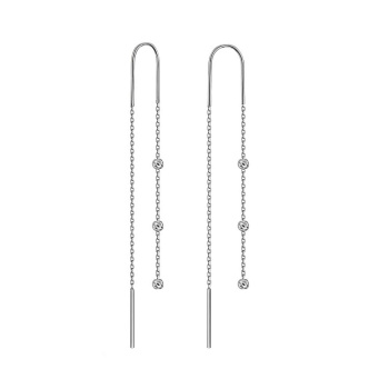 Серьги-протяжки в белом золоте с шариками - 1693987
