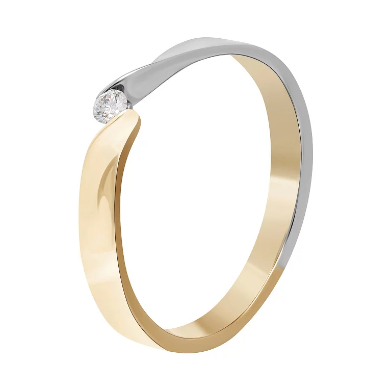 Кольцо из комбинированного золота с бриллиантом. Артикул 52173/14/1/8002: цена, отзывы, фото – купить в интернет-магазине AURUM