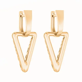 Серьги из красного золота с подвесом "Треугольник" - 1810033