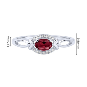 Серебряное кольцо "Овал" с рубином и фианитами - 2299280